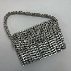 Escama Brazil Francisca Recycled Aluminum Pull Tabs Crocheted Flap Handbag Purse